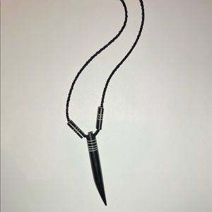 Unisex blackened pendant necklace
